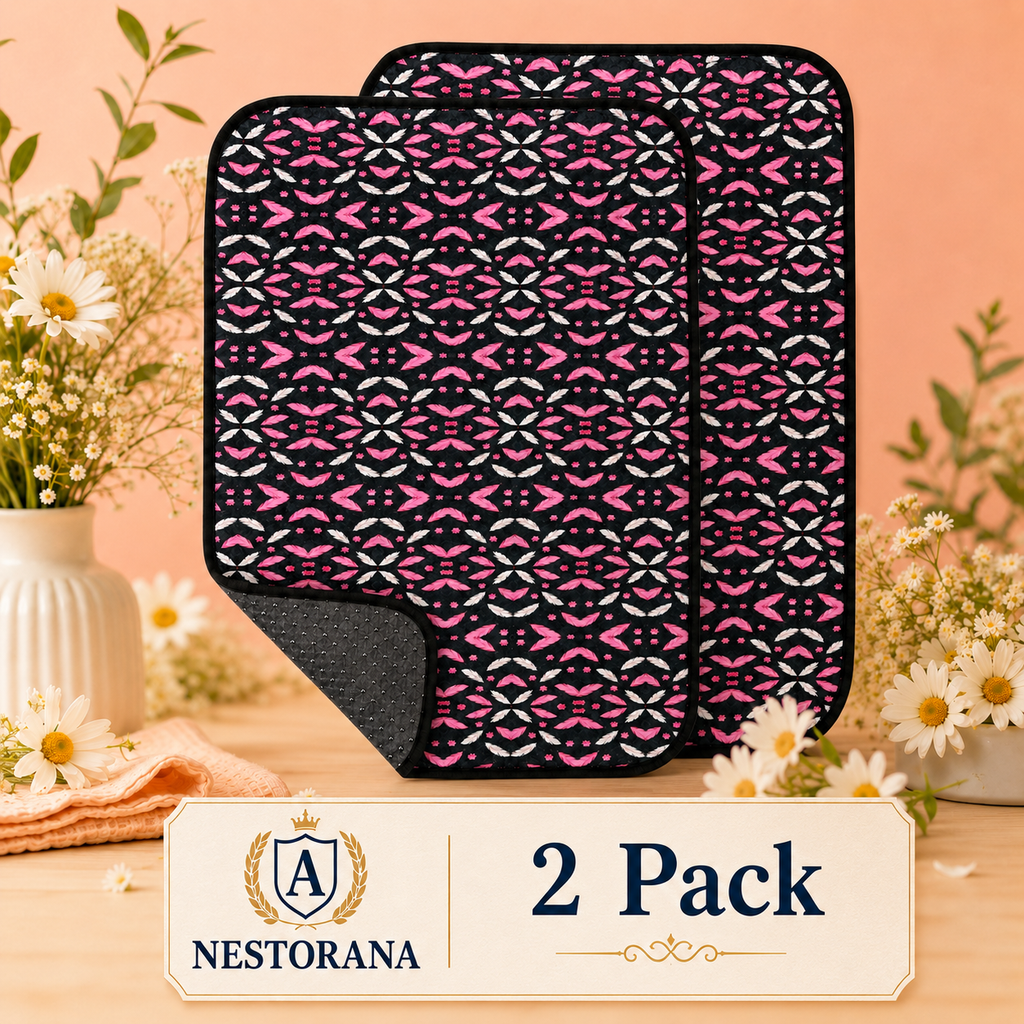 NESTORANA Washable Reusable Dog Pee Pads – 2 Pack, 24 × 36 Inches(Pink Feather)