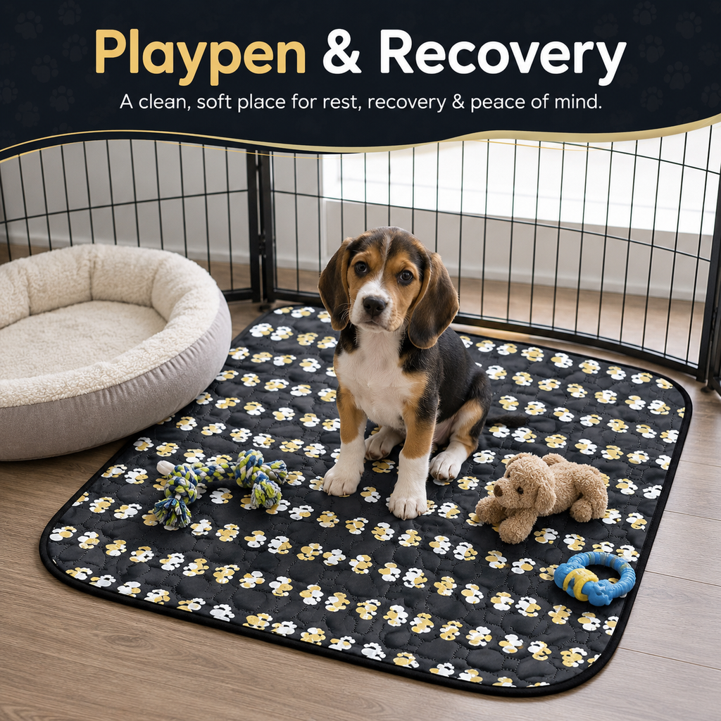NESTORANA Washable Reusable Dog Pee Pads – 2 Pack, 24 × 36 Inches(Golden Paws).