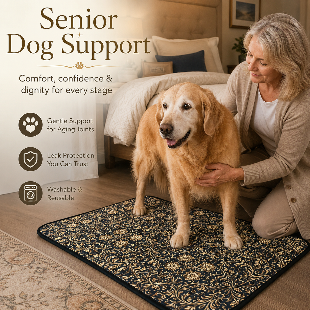 NESTORANA Washable Reusable Dog Pee Pads – 2 Pack, 24 × 36 Inches(Golden Paws).